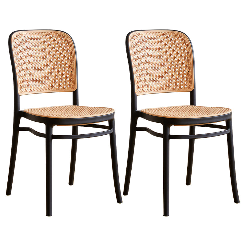 Modern Armless Dining Chairs Plastic Open Back Side Chair for Coffee Bar Black 34" 2 Piece Set Clearhalo ' kitchen&dining_furn' 'Dining Chairs' 'Dining Tables & Seating' 'dining_chair' 'furn' 'furn_dining_chair' 'Furniture' 'furniture_dining_chair' 'Kitchen & Dining Furniture' 'kitchen' 3837158