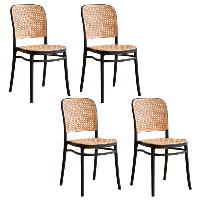 Modern Armless Dining Chairs Plastic Open Back Side Chair for Coffee Bar Black 34" 4 Piece Set Clearhalo ' kitchen&dining_furn' 'Dining Chairs' 'Dining Tables & Seating' 'dining_chair' 'furn' 'furn_dining_chair' 'Furniture' 'furniture_dining_chair' 'Kitchen & Dining Furniture' 'kitchen' 3837160