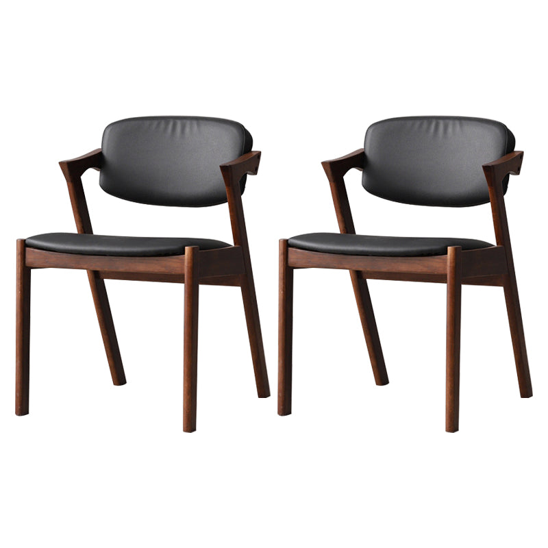 Modern Style Solid Wood Dining Arm Chair Open Back Dining Chair for Home Use Walnut 2 Piece Set Clearhalo ' kitchen&dining_furn' 'Dining Chairs' 'Dining Tables & Seating' 'dining_chair' 'furn' 'furn_dining_chair' 'Furniture' 'furniture_dining_chair' 'Kitchen & Dining Furniture' 'kitchen' 3837162
