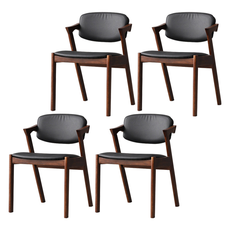Modern Style Solid Wood Dining Arm Chair Open Back Dining Chair for Home Use Walnut 4 Piece Set Clearhalo ' kitchen&dining_furn' 'Dining Chairs' 'Dining Tables & Seating' 'dining_chair' 'furn' 'furn_dining_chair' 'Furniture' 'furniture_dining_chair' 'Kitchen & Dining Furniture' 'kitchen' 3837163