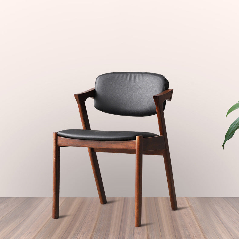 Modern Style Solid Wood Dining Arm Chair Open Back Dining Chair for Home Use Walnut 1 Piece Clearhalo ' kitchen&dining_furn' 'Dining Chairs' 'Dining Tables & Seating' 'dining_chair' 'furn' 'furn_dining_chair' 'Furniture' 'furniture_dining_chair' 'Kitchen & Dining Furniture' 'kitchen' 3837168