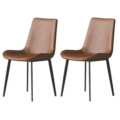 Industrial Style Solid Back Dining Side Chair Leather Dining Chairs for Home Use (Set of 2) Coffee Clearhalo ' kitchen&dining_furn' 'Dining Chairs' 'Dining Tables & Seating' 'dining_chair' 'furn' 'furn_dining_chair' 'Furniture' 'furniture_dining_chair' 'Kitchen & Dining Furniture' 'kitchen' 3837532
