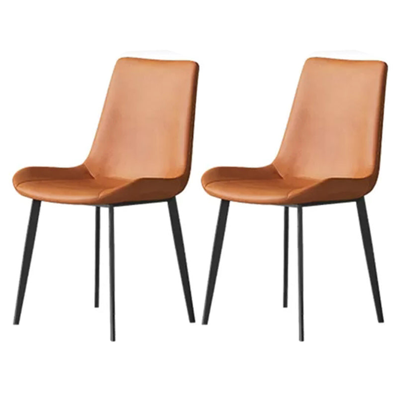 Industrial Style Solid Back Dining Side Chair Leather Dining Chairs for Home Use (Set of 2) Orange Clearhalo ' kitchen&dining_furn' 'Dining Chairs' 'Dining Tables & Seating' 'dining_chair' 'furn' 'furn_dining_chair' 'Furniture' 'furniture_dining_chair' 'Kitchen & Dining Furniture' 'kitchen' 3837533