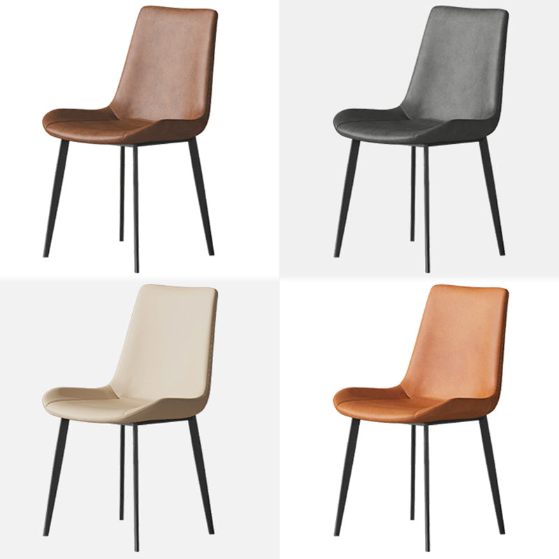 Industrial Style Solid Back Dining Side Chair Leather Dining Chairs for Home Use (Set of 2) Clearhalo ' kitchen&dining_furn' 'Dining Chairs' 'Dining Tables & Seating' 'dining_chair' 'furn' 'furn_dining_chair' 'Furniture' 'furniture_dining_chair' 'Kitchen & Dining Furniture' 'kitchen' 3837539