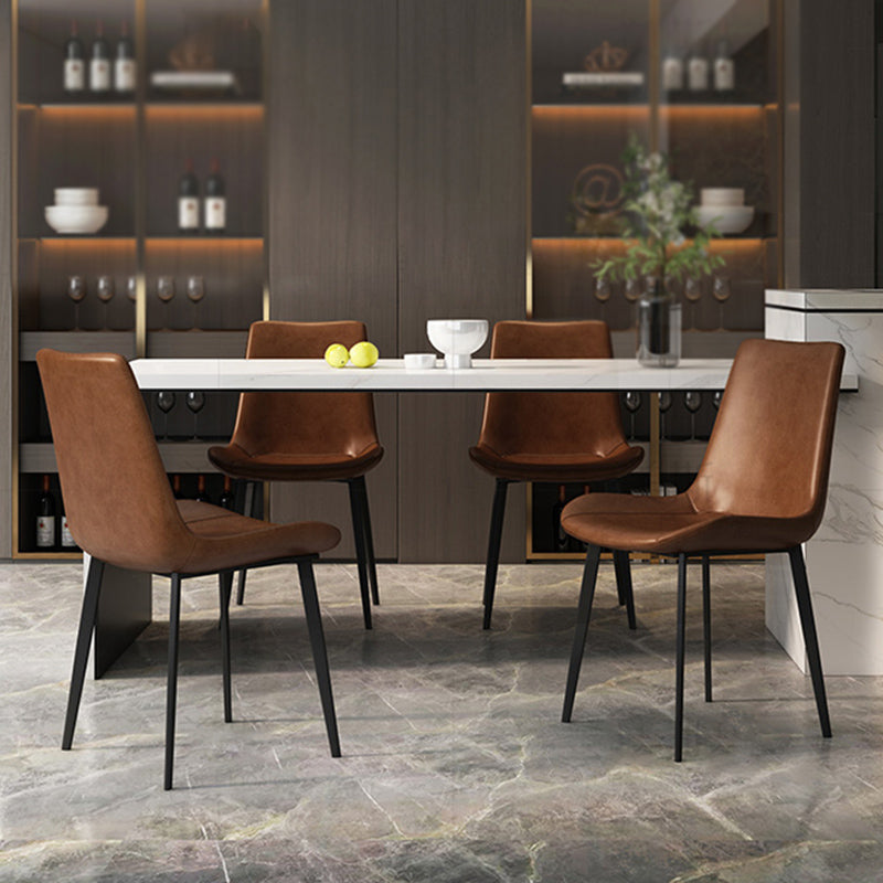 Industrial Style Solid Back Dining Side Chair Leather Dining Chairs for Home Use (Set of 2) Clearhalo ' kitchen&dining_furn' 'Dining Chairs' 'Dining Tables & Seating' 'dining_chair' 'furn' 'furn_dining_chair' 'Furniture' 'furniture_dining_chair' 'Kitchen & Dining Furniture' 'kitchen' 3837542