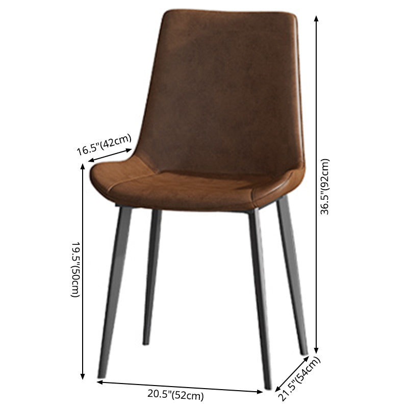 Industrial Style Solid Back Dining Side Chair Leather Dining Chairs for Home Use (Set of 2) Clearhalo ' kitchen&dining_furn' 'Dining Chairs' 'Dining Tables & Seating' 'dining_chair' 'furn' 'furn_dining_chair' 'Furniture' 'furniture_dining_chair' 'Kitchen & Dining Furniture' 'kitchen' 3837544