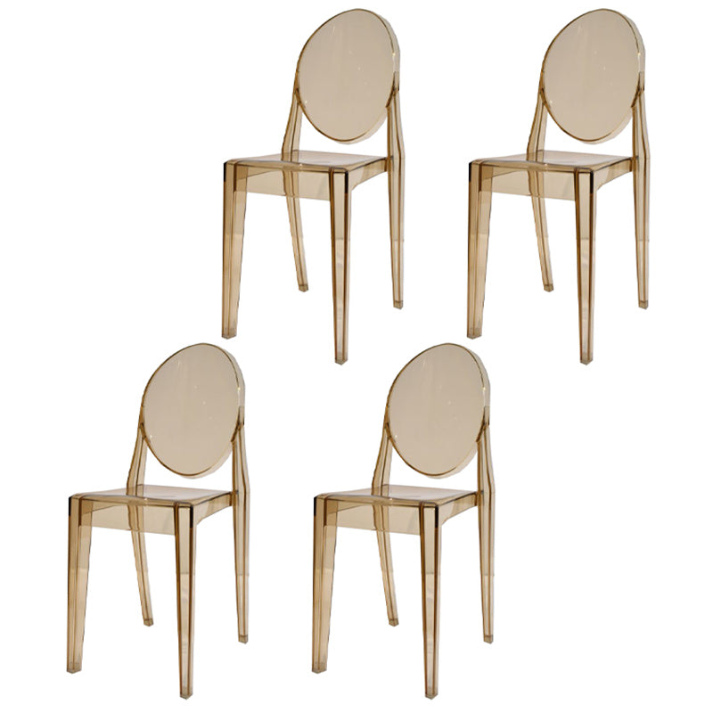 Scandinavian Winehouse Plastic Side Chair Transparent Open Dining Chair (Set of 4) Amber Clearhalo ' kitchen&dining_furn' 'Dining Chairs' 'Dining Tables & Seating' 'dining_chair' 'furn' 'furn_dining_chair' 'Furniture' 'furniture_dining_chair' 'Kitchen & Dining Furniture' 'kitchen' 3837552