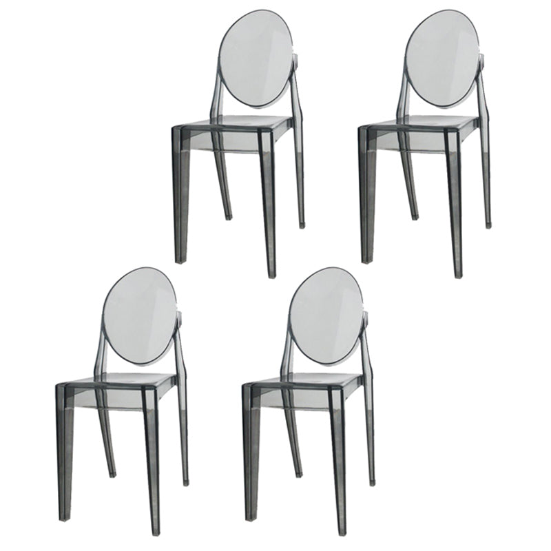 Scandinavian Winehouse Plastic Side Chair Transparent Open Dining Chair (Set of 4) Smoke Gray Clearhalo ' kitchen&dining_furn' 'Dining Chairs' 'Dining Tables & Seating' 'dining_chair' 'furn' 'furn_dining_chair' 'Furniture' 'furniture_dining_chair' 'Kitchen & Dining Furniture' 'kitchen' 3837554