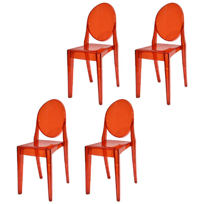 Scandinavian Winehouse Plastic Side Chair Transparent Open Dining Chair (Set of 4) Brick Red Clearhalo ' kitchen&dining_furn' 'Dining Chairs' 'Dining Tables & Seating' 'dining_chair' 'furn' 'furn_dining_chair' 'Furniture' 'furniture_dining_chair' 'Kitchen & Dining Furniture' 'kitchen' 3837559