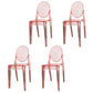 Scandinavian Winehouse Plastic Side Chair Transparent Open Dining Chair (Set of 4) Pink Clearhalo ' kitchen&dining_furn' 'Dining Chairs' 'Dining Tables & Seating' 'dining_chair' 'furn' 'furn_dining_chair' 'Furniture' 'furniture_dining_chair' 'Kitchen & Dining Furniture' 'kitchen' 3837565