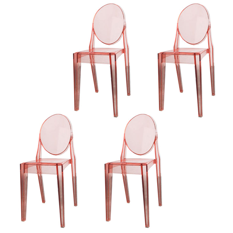 Scandinavian Winehouse Plastic Side Chair Transparent Open Dining Chair (Set of 4) Pink Clearhalo ' kitchen&dining_furn' 'Dining Chairs' 'Dining Tables & Seating' 'dining_chair' 'furn' 'furn_dining_chair' 'Furniture' 'furniture_dining_chair' 'Kitchen & Dining Furniture' 'kitchen' 3837565