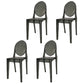 Scandinavian Winehouse Plastic Side Chair Transparent Open Dining Chair (Set of 4) Dark Gray Clearhalo ' kitchen&dining_furn' 'Dining Chairs' 'Dining Tables & Seating' 'dining_chair' 'furn' 'furn_dining_chair' 'Furniture' 'furniture_dining_chair' 'Kitchen & Dining Furniture' 'kitchen' 3837566