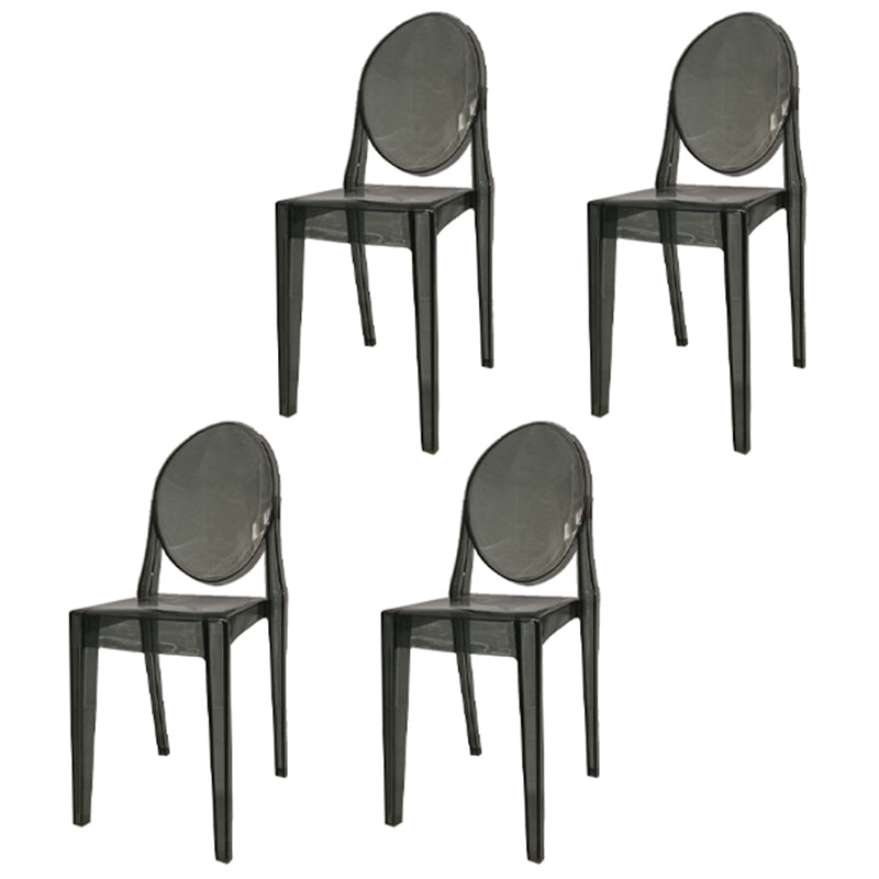 Scandinavian Winehouse Plastic Side Chair Transparent Open Dining Chair (Set of 4) Dark Gray Clearhalo ' kitchen&dining_furn' 'Dining Chairs' 'Dining Tables & Seating' 'dining_chair' 'furn' 'furn_dining_chair' 'Furniture' 'furniture_dining_chair' 'Kitchen & Dining Furniture' 'kitchen' 3837566