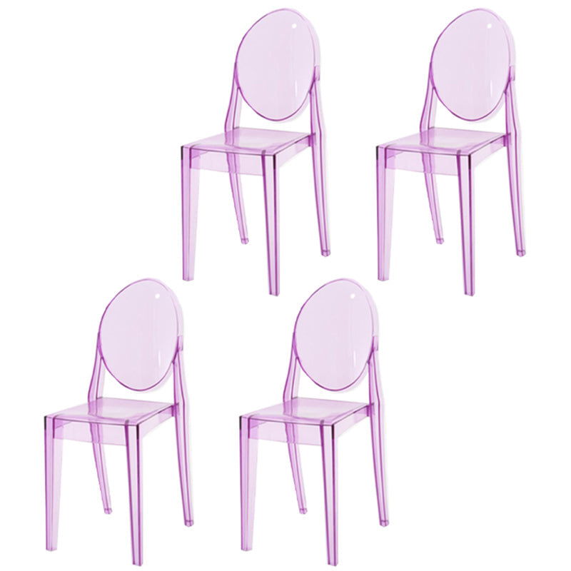 Scandinavian Winehouse Plastic Side Chair Transparent Open Dining Chair (Set of 4) Purple Clearhalo ' kitchen&dining_furn' 'Dining Chairs' 'Dining Tables & Seating' 'dining_chair' 'furn' 'furn_dining_chair' 'Furniture' 'furniture_dining_chair' 'Kitchen & Dining Furniture' 'kitchen' 3837568