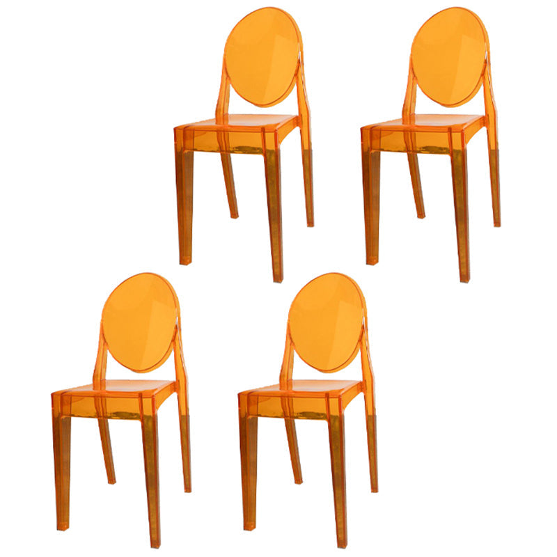 Scandinavian Winehouse Plastic Side Chair Transparent Open Dining Chair (Set of 4) Orange Clearhalo ' kitchen&dining_furn' 'Dining Chairs' 'Dining Tables & Seating' 'dining_chair' 'furn' 'furn_dining_chair' 'Furniture' 'furniture_dining_chair' 'Kitchen & Dining Furniture' 'kitchen' 3837571