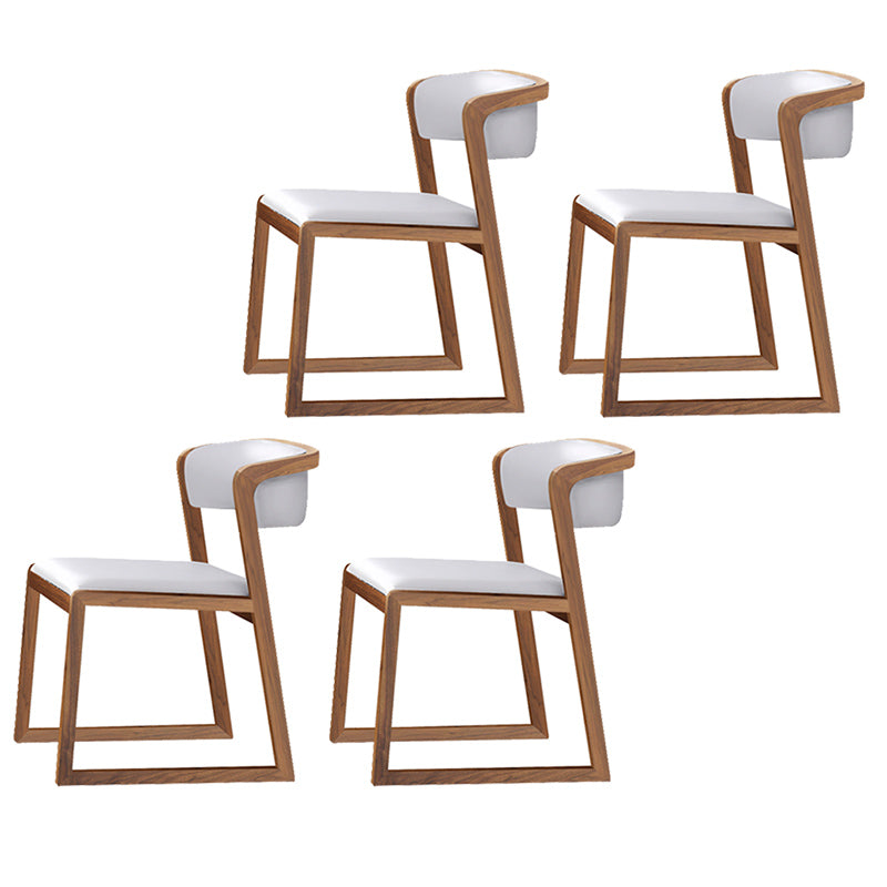 Scandinavian Style Upholstered Side Chairs Open Back Dining Side Chair for Home Use White-Brown 4 Piece Set Clearhalo ' kitchen&dining_furn' 'Dining Chairs' 'Dining Tables & Seating' 'dining_chair' 'furn' 'furn_dining_chair' 'Furniture' 'furniture_dining_chair' 'Kitchen & Dining Furniture' 'kitchen' 3837577