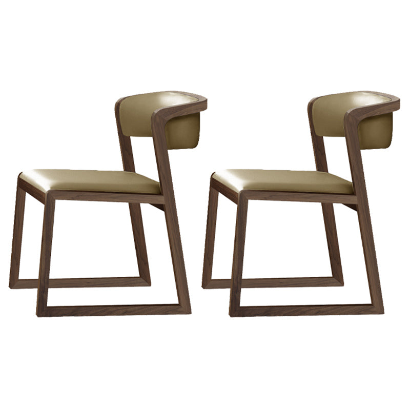 Scandinavian Style Upholstered Side Chairs Open Back Dining Side Chair for Home Use Brown-Khaki 2 Piece Set Clearhalo ' kitchen&dining_furn' 'Dining Chairs' 'Dining Tables & Seating' 'dining_chair' 'furn' 'furn_dining_chair' 'Furniture' 'furniture_dining_chair' 'Kitchen & Dining Furniture' 'kitchen' 3837593