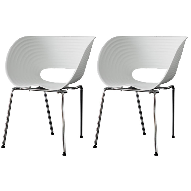 Industrial Style Plastic Dining Armless Chair Open Back Dining Side Chair for Home Use White 2 Piece Set Clearhalo ' kitchen&dining_furn' 'Dining Chairs' 'Dining Tables & Seating' 'dining_chair' 'furn' 'furn_dining_chair' 'Furniture' 'furniture_dining_chair' 'Kitchen & Dining Furniture' 'kitchen' 3837615