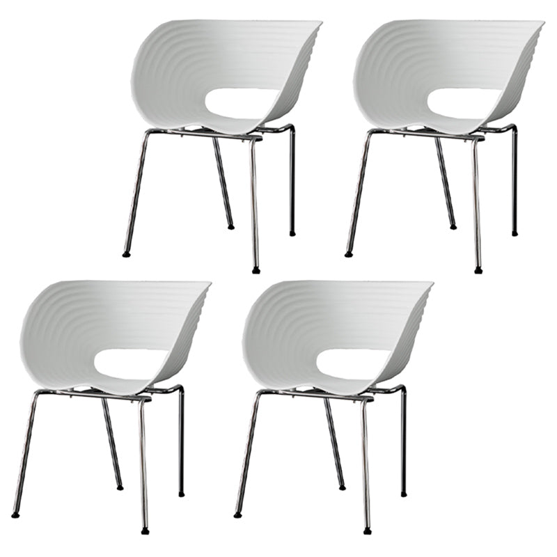 Industrial Style Plastic Dining Armless Chair Open Back Dining Side Chair for Home Use White 4 Piece Set Clearhalo ' kitchen&dining_furn' 'Dining Chairs' 'Dining Tables & Seating' 'dining_chair' 'furn' 'furn_dining_chair' 'Furniture' 'furniture_dining_chair' 'Kitchen & Dining Furniture' 'kitchen' 3837617