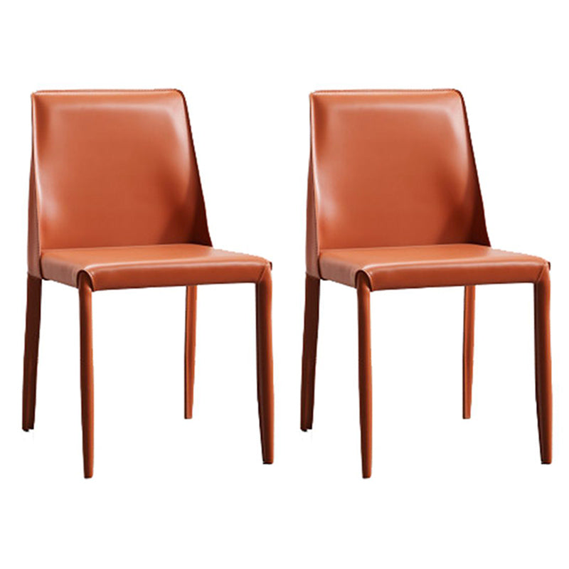 Industrial Home Side Chair Solid Back Metal Upholstered Dining Room Chair (Set of 2) Orange Clearhalo ' kitchen&dining_furn' 'Dining Chairs' 'Dining Tables & Seating' 'dining_chair' 'furn' 'furn_dining_chair' 'Furniture' 'furniture_dining_chair' 'Kitchen & Dining Furniture' 'kitchen' 3837625