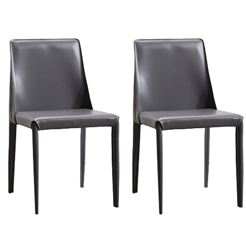Industrial Home Side Chair Solid Back Metal Upholstered Dining Room Chair (Set of 2) Dark Gray Clearhalo ' kitchen&dining_furn' 'Dining Chairs' 'Dining Tables & Seating' 'dining_chair' 'furn' 'furn_dining_chair' 'Furniture' 'furniture_dining_chair' 'Kitchen & Dining Furniture' 'kitchen' 3837626