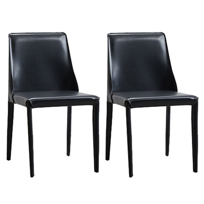 Industrial Home Side Chair Solid Back Metal Upholstered Dining Room Chair (Set of 2) Black Clearhalo ' kitchen&dining_furn' 'Dining Chairs' 'Dining Tables & Seating' 'dining_chair' 'furn' 'furn_dining_chair' 'Furniture' 'furniture_dining_chair' 'Kitchen & Dining Furniture' 'kitchen' 3837628