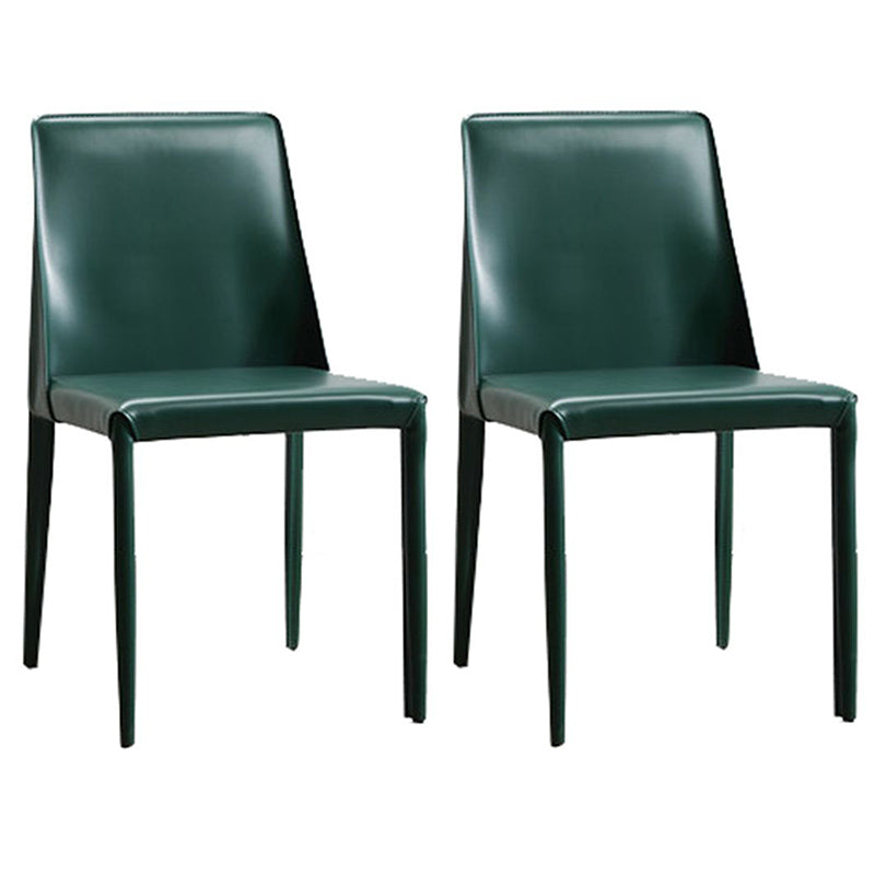 Industrial Home Side Chair Solid Back Metal Upholstered Dining Room Chair (Set of 2) Blackish Green Clearhalo ' kitchen&dining_furn' 'Dining Chairs' 'Dining Tables & Seating' 'dining_chair' 'furn' 'furn_dining_chair' 'Furniture' 'furniture_dining_chair' 'Kitchen & Dining Furniture' 'kitchen' 3837631