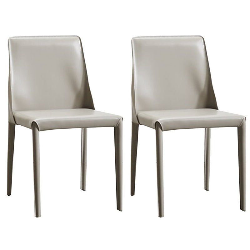 Industrial Home Side Chair Solid Back Metal Upholstered Dining Room Chair (Set of 2) Light Gray Clearhalo ' kitchen&dining_furn' 'Dining Chairs' 'Dining Tables & Seating' 'dining_chair' 'furn' 'furn_dining_chair' 'Furniture' 'furniture_dining_chair' 'Kitchen & Dining Furniture' 'kitchen' 3837633