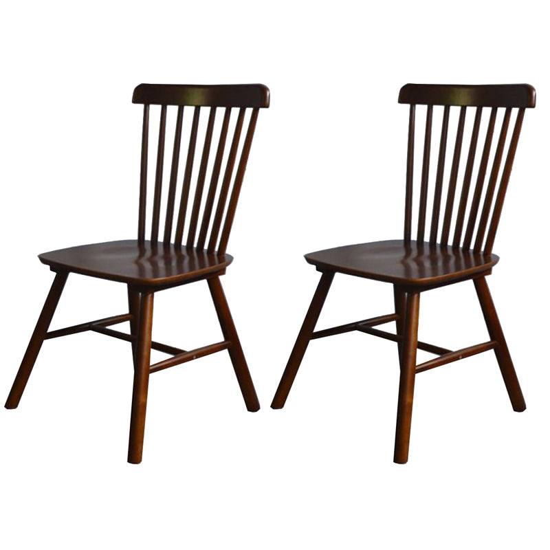 Contemporary Rubberwood Windsor Back Side Chair Natural Wood Dining Chair (Set of 2) Walnut Clearhalo ' kitchen&dining_furn' 'Dining Chairs' 'Dining Tables & Seating' 'dining_chair' 'furn' 'furn_dining_chair' 'Furniture' 'furniture_dining_chair' 'Kitchen & Dining Furniture' 'kitchen' 3837644