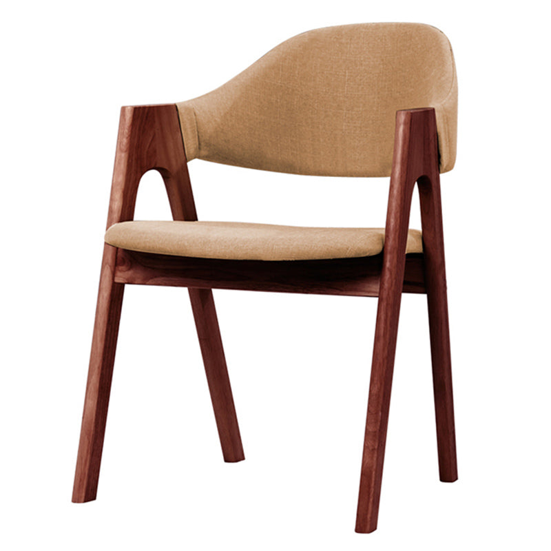 Scandinavian Milk Tea Shop Upholstered Arm Chair Matte Finish Open Dining Chair Khaki 1 Piece Walnut Clearhalo ' kitchen&dining_furn' 'Dining Chairs' 'Dining Tables & Seating' 'dining_chair' 'furn' 'furn_dining_chair' 'Furniture' 'furniture_dining_chair' 'Kitchen & Dining Furniture' 'kitchen' 3837659