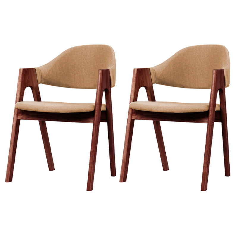 Scandinavian Milk Tea Shop Upholstered Arm Chair Matte Finish Open Dining Chair Khaki 2 Piece Set Walnut Clearhalo ' kitchen&dining_furn' 'Dining Chairs' 'Dining Tables & Seating' 'dining_chair' 'furn' 'furn_dining_chair' 'Furniture' 'furniture_dining_chair' 'Kitchen & Dining Furniture' 'kitchen' 3837660