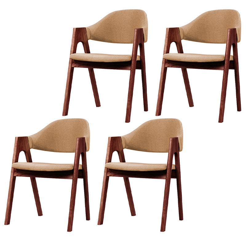Scandinavian Milk Tea Shop Upholstered Arm Chair Matte Finish Open Dining Chair Khaki 4 Piece Set Walnut Clearhalo ' kitchen&dining_furn' 'Dining Chairs' 'Dining Tables & Seating' 'dining_chair' 'furn' 'furn_dining_chair' 'Furniture' 'furniture_dining_chair' 'Kitchen & Dining Furniture' 'kitchen' 3837662