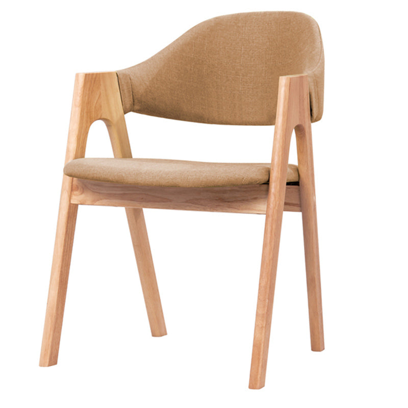 Scandinavian Milk Tea Shop Upholstered Arm Chair Matte Finish Open Dining Chair Khaki 1 Piece Natural Wood Clearhalo ' kitchen&dining_furn' 'Dining Chairs' 'Dining Tables & Seating' 'dining_chair' 'furn' 'furn_dining_chair' 'Furniture' 'furniture_dining_chair' 'Kitchen & Dining Furniture' 'kitchen' 3837664