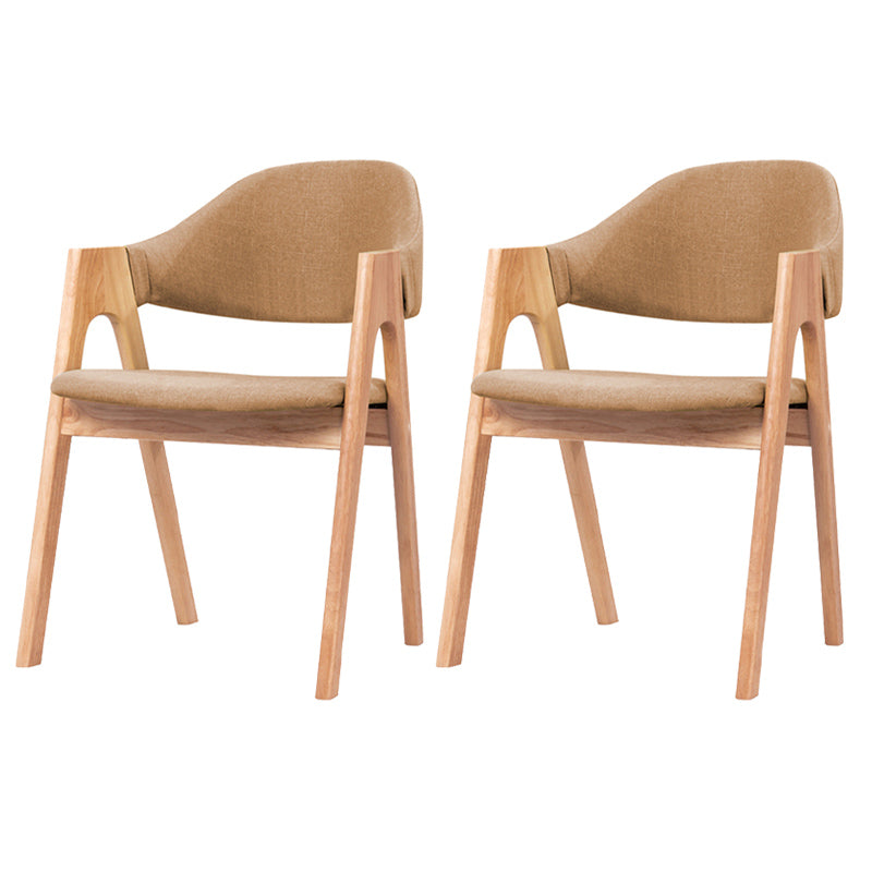 Scandinavian Milk Tea Shop Upholstered Arm Chair Matte Finish Open Dining Chair Khaki 2 Piece Set Natural Wood Clearhalo ' kitchen&dining_furn' 'Dining Chairs' 'Dining Tables & Seating' 'dining_chair' 'furn' 'furn_dining_chair' 'Furniture' 'furniture_dining_chair' 'Kitchen & Dining Furniture' 'kitchen' 3837666