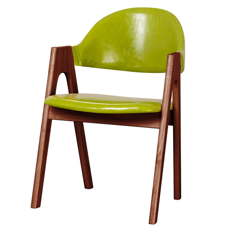Scandinavian Milk Tea Shop Upholstered Arm Chair Matte Finish Open Dining Chair Fluorescent Green 1 Piece Walnut Clearhalo ' kitchen&dining_furn' 'Dining Chairs' 'Dining Tables & Seating' 'dining_chair' 'furn' 'furn_dining_chair' 'Furniture' 'furniture_dining_chair' 'Kitchen & Dining Furniture' 'kitchen' 3837671