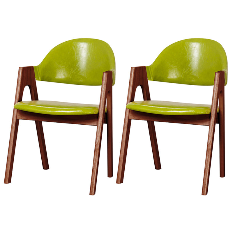 Scandinavian Milk Tea Shop Upholstered Arm Chair Matte Finish Open Dining Chair Fluorescent Green 2 Piece Set Walnut Clearhalo ' kitchen&dining_furn' 'Dining Chairs' 'Dining Tables & Seating' 'dining_chair' 'furn' 'furn_dining_chair' 'Furniture' 'furniture_dining_chair' 'Kitchen & Dining Furniture' 'kitchen' 3837673