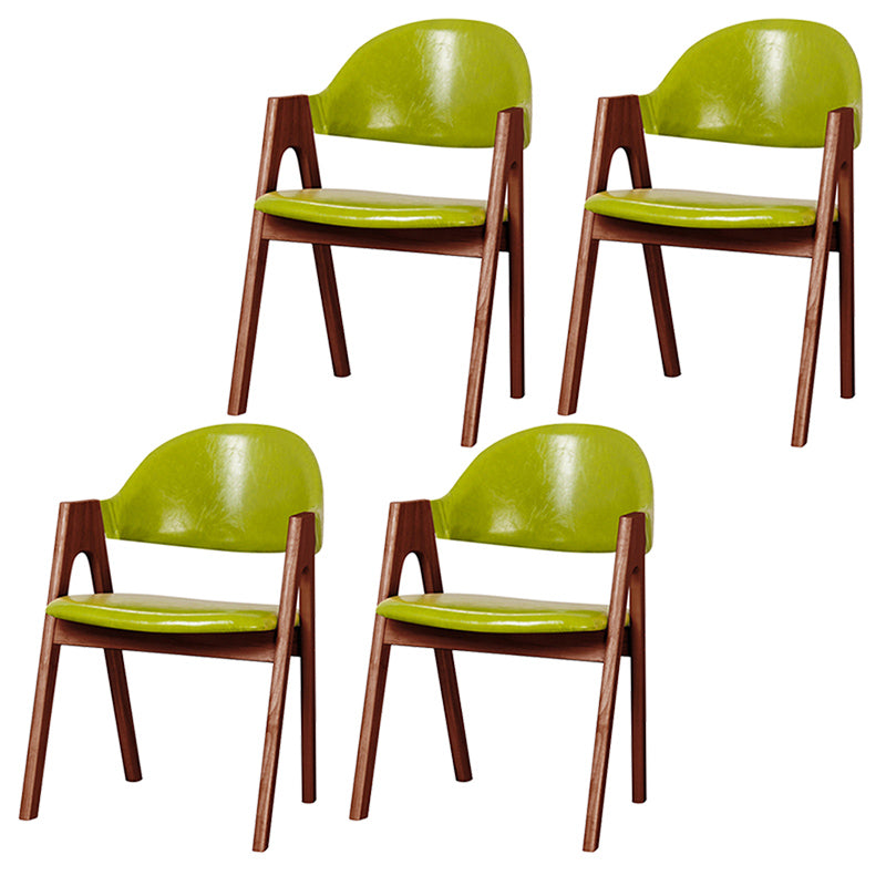 Scandinavian Milk Tea Shop Upholstered Arm Chair Matte Finish Open Dining Chair Fluorescent Green 4 Piece Set Walnut Clearhalo ' kitchen&dining_furn' 'Dining Chairs' 'Dining Tables & Seating' 'dining_chair' 'furn' 'furn_dining_chair' 'Furniture' 'furniture_dining_chair' 'Kitchen & Dining Furniture' 'kitchen' 3837675