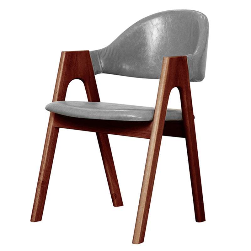 Scandinavian Milk Tea Shop Upholstered Arm Chair Matte Finish Open Dining Chair Grey 1 Piece Walnut Clearhalo ' kitchen&dining_furn' 'Dining Chairs' 'Dining Tables & Seating' 'dining_chair' 'furn' 'furn_dining_chair' 'Furniture' 'furniture_dining_chair' 'Kitchen & Dining Furniture' 'kitchen' 3837676