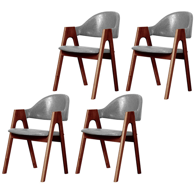 Scandinavian Milk Tea Shop Upholstered Arm Chair Matte Finish Open Dining Chair Grey 4 Piece Set Walnut Clearhalo ' kitchen&dining_furn' 'Dining Chairs' 'Dining Tables & Seating' 'dining_chair' 'furn' 'furn_dining_chair' 'Furniture' 'furniture_dining_chair' 'Kitchen & Dining Furniture' 'kitchen' 3837678