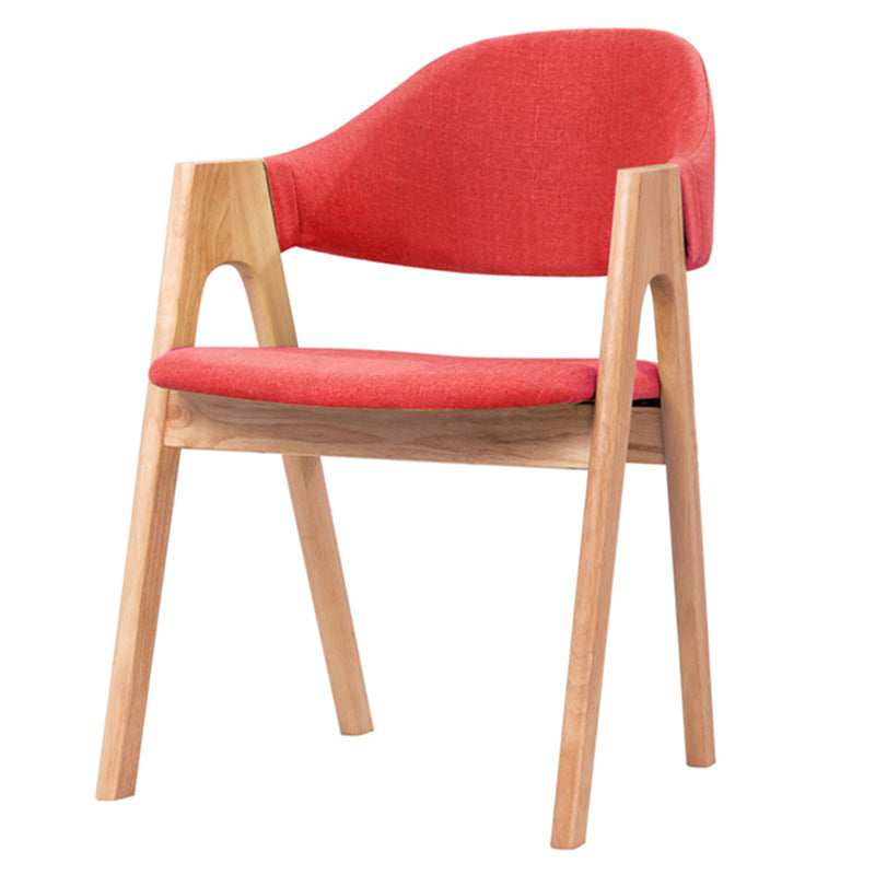 Scandinavian Milk Tea Shop Upholstered Arm Chair Matte Finish Open Dining Chair Red 1 Piece Natural Wood Clearhalo ' kitchen&dining_furn' 'Dining Chairs' 'Dining Tables & Seating' 'dining_chair' 'furn' 'furn_dining_chair' 'Furniture' 'furniture_dining_chair' 'Kitchen & Dining Furniture' 'kitchen' 3837679