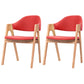 Scandinavian Milk Tea Shop Upholstered Arm Chair Matte Finish Open Dining Chair Red 2 Piece Set Natural Wood Clearhalo ' kitchen&dining_furn' 'Dining Chairs' 'Dining Tables & Seating' 'dining_chair' 'furn' 'furn_dining_chair' 'Furniture' 'furniture_dining_chair' 'Kitchen & Dining Furniture' 'kitchen' 3837680