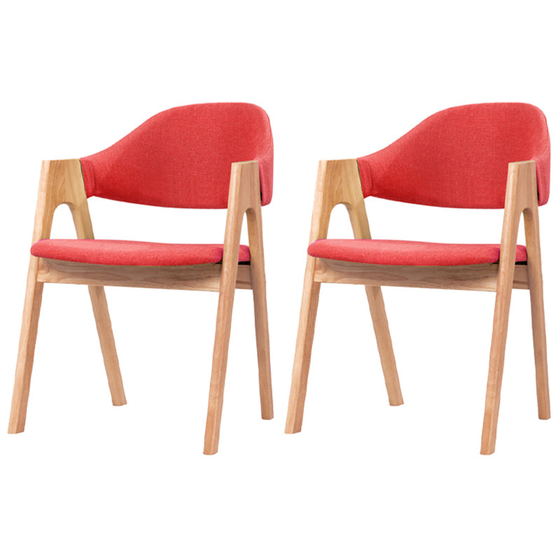Scandinavian Milk Tea Shop Upholstered Arm Chair Matte Finish Open Dining Chair Red 2 Piece Set Natural Wood Clearhalo ' kitchen&dining_furn' 'Dining Chairs' 'Dining Tables & Seating' 'dining_chair' 'furn' 'furn_dining_chair' 'Furniture' 'furniture_dining_chair' 'Kitchen & Dining Furniture' 'kitchen' 3837680