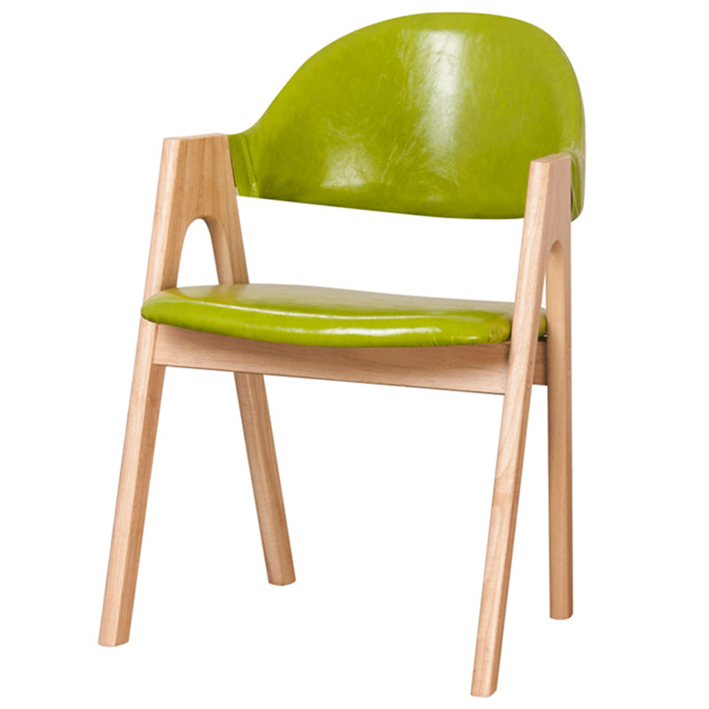Scandinavian Milk Tea Shop Upholstered Arm Chair Matte Finish Open Dining Chair Fluorescent Green 1 Piece Natural Wood Clearhalo ' kitchen&dining_furn' 'Dining Chairs' 'Dining Tables & Seating' 'dining_chair' 'furn' 'furn_dining_chair' 'Furniture' 'furniture_dining_chair' 'Kitchen & Dining Furniture' 'kitchen' 3837682