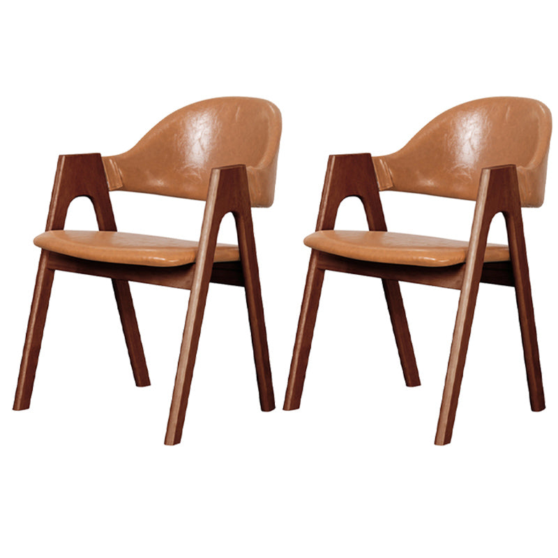 Scandinavian Milk Tea Shop Upholstered Arm Chair Matte Finish Open Dining Chair Brown 2 Piece Set Walnut Clearhalo ' kitchen&dining_furn' 'Dining Chairs' 'Dining Tables & Seating' 'dining_chair' 'furn' 'furn_dining_chair' 'Furniture' 'furniture_dining_chair' 'Kitchen & Dining Furniture' 'kitchen' 3837686