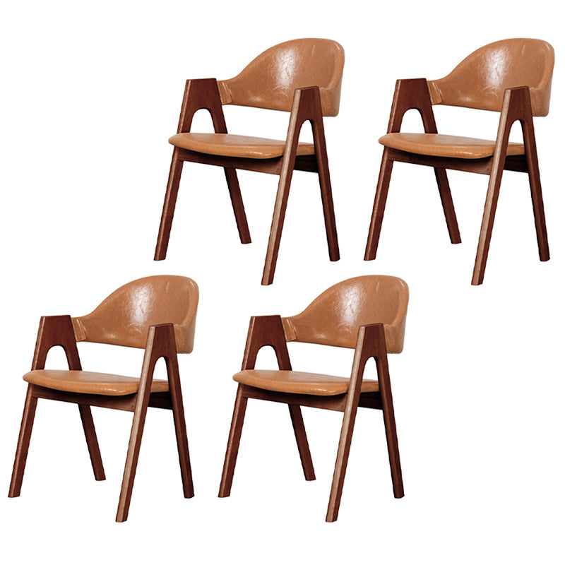 Scandinavian Milk Tea Shop Upholstered Arm Chair Matte Finish Open Dining Chair Brown 4 Piece Set Walnut Clearhalo ' kitchen&dining_furn' 'Dining Chairs' 'Dining Tables & Seating' 'dining_chair' 'furn' 'furn_dining_chair' 'Furniture' 'furniture_dining_chair' 'Kitchen & Dining Furniture' 'kitchen' 3837687