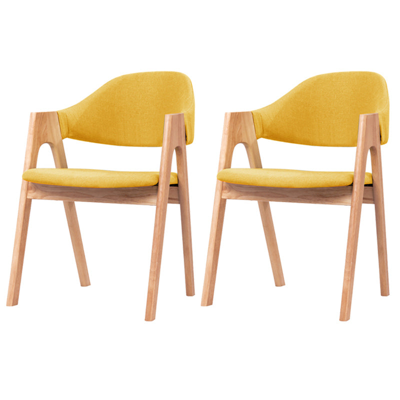 Scandinavian Milk Tea Shop Upholstered Arm Chair Matte Finish Open Dining Chair Yellow 2 Piece Set Natural Wood Clearhalo ' kitchen&dining_furn' 'Dining Chairs' 'Dining Tables & Seating' 'dining_chair' 'furn' 'furn_dining_chair' 'Furniture' 'furniture_dining_chair' 'Kitchen & Dining Furniture' 'kitchen' 3837689