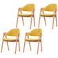 Scandinavian Milk Tea Shop Upholstered Arm Chair Matte Finish Open Dining Chair Yellow 4 Piece Set Natural Wood Clearhalo ' kitchen&dining_furn' 'Dining Chairs' 'Dining Tables & Seating' 'dining_chair' 'furn' 'furn_dining_chair' 'Furniture' 'furniture_dining_chair' 'Kitchen & Dining Furniture' 'kitchen' 3837690