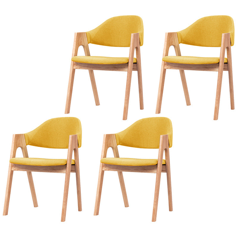 Scandinavian Milk Tea Shop Upholstered Arm Chair Matte Finish Open Dining Chair Yellow 4 Piece Set Natural Wood Clearhalo ' kitchen&dining_furn' 'Dining Chairs' 'Dining Tables & Seating' 'dining_chair' 'furn' 'furn_dining_chair' 'Furniture' 'furniture_dining_chair' 'Kitchen & Dining Furniture' 'kitchen' 3837690