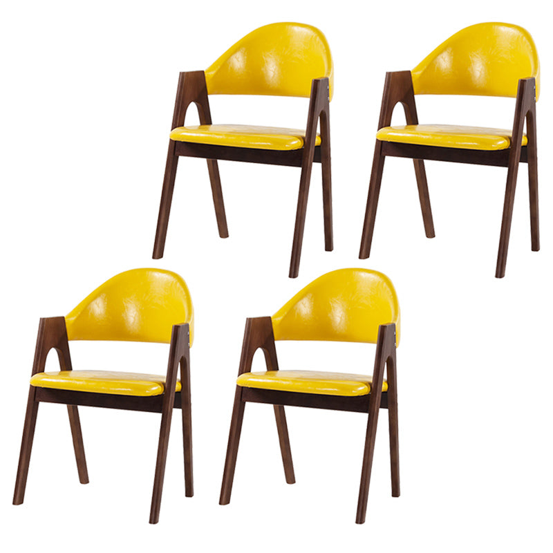 Scandinavian Milk Tea Shop Upholstered Arm Chair Matte Finish Open Dining Chair Fluorescent Yellow 4 Piece Set Walnut Clearhalo ' kitchen&dining_furn' 'Dining Chairs' 'Dining Tables & Seating' 'dining_chair' 'furn' 'furn_dining_chair' 'Furniture' 'furniture_dining_chair' 'Kitchen & Dining Furniture' 'kitchen' 3837693