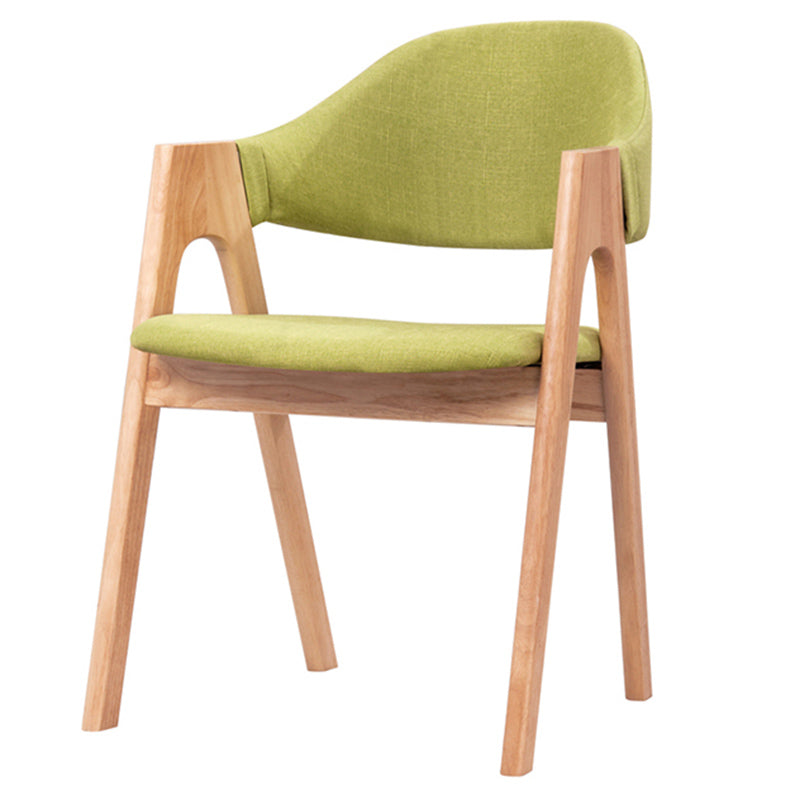 Scandinavian Milk Tea Shop Upholstered Arm Chair Matte Finish Open Dining Chair Green 1 Piece Natural Wood Clearhalo ' kitchen&dining_furn' 'Dining Chairs' 'Dining Tables & Seating' 'dining_chair' 'furn' 'furn_dining_chair' 'Furniture' 'furniture_dining_chair' 'Kitchen & Dining Furniture' 'kitchen' 3837694